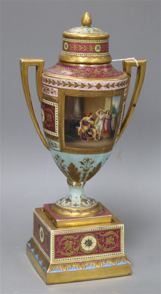 A Vienna style porcelain urn height 33cm